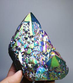 1.88lb Couleur Aura Quartz Crystal Titanium Bismuth Silicon Cluster Rainbow