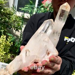 1,8LB Beau spécimen de grappe de cristaux de quartz blanc clair et naturel