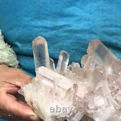 1.91lb Naturel Blanc Transparent Quartz Cristal Cluster De Guérison Des Spécimens