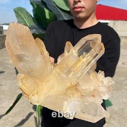 10,3lb Cluster de cristaux de quartz blanc naturel brut, spécimen de guérison transparent.