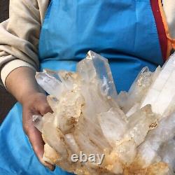 10.84LB Natural White Clear Quartz Crystal Cluster Rough Healing Specimen translates to 'Échantillon brut de guérison en cluster de cristal de quartz clair naturel blanc de 10,84 livres.'