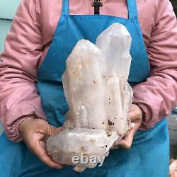 10.86LB Spécimen de grappe de cristal de quartz blanc transparent naturel guérison 2257