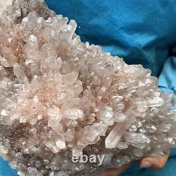 10,91 lb spécimen de minéral de quartz naturel, grappe de cristaux blancs, pointe de reiki.