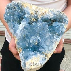 10860natural Raw Blue Celestite Crystal Quartz Cluster Geode Specimen Décor Maison