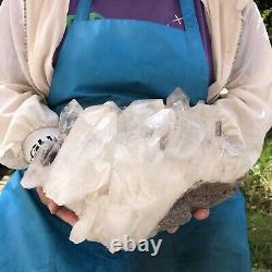11,74 LB Spécimen de grappe de cristaux de quartz blanc transparent naturel pour la guérison