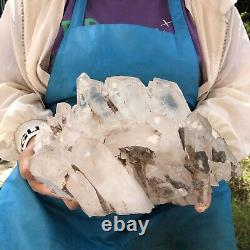 11,74 LB Spécimen de grappe de cristaux de quartz blanc transparent naturel pour la guérison