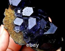 116g Naturel Bleu Violet Fluorite Quartz Cristal Cluster Mineral Specimen