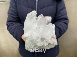 12.1lb Grand Naturel Quartz Clair Cluster Guérison Cristal Mineral Point Échantillon