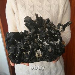 12.2lb Quartz Naturel Black Crystal Cluster Mineral Specimen