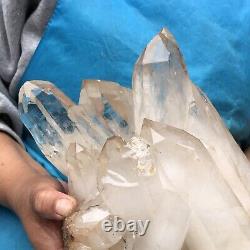12,47LB Spécimen minéral de quartz clair naturel en grappe de cristaux blancs pointus reiki