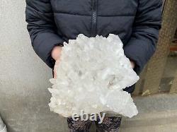 12.8lbs Clear Natural Beautiful White Quartz Crystal Cluster Specimen Tqs02