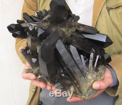 13.38lb Rarenatural Beautiful Black Quartz Crystal Cluster Tibetan Specimen #
