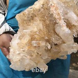 13,42LB Beau spécimen de grappe de cristaux de quartz blanc naturel transparent