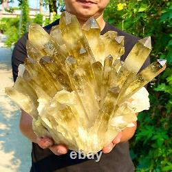 13.55lb Natural Citrine Cluster Mineral Specimen Quartz Crystal Healing F428