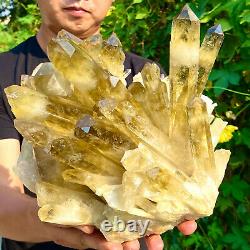 13.55lb Natural Citrine Cluster Mineral Specimen Quartz Crystal Healing F428
