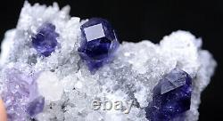 135.6g Bleu Naturel Bleu Violet Fluorite Quartz Cristal Cluster Mineral Specimen