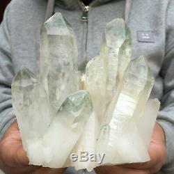 1371g Grand Quartz Vert Naturel Cristal Cluster Rugueux Guérison Des Échantillons