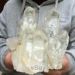 1371g Grand Quartz Vert Naturel Cristal Cluster Rugueux Guérison Des Échantillons