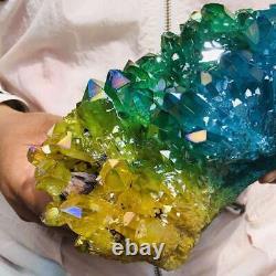 1380G Rare Cluster de cristal de quartz plaqué électrolytique guérison Collecter l'énergie