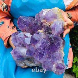 14,23LB Améthyste naturelle en grappe de cristaux, spécimen de cristal de quartz pour restauration