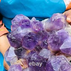 14,23LB Améthyste naturelle en grappe de cristaux, spécimen de cristal de quartz pour restauration