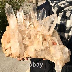 14,56LB Beau spécimen de groupe de cristaux de quartz blanc naturel transparent