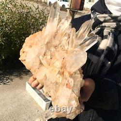 14,56LB Beau spécimen de groupe de cristaux de quartz blanc naturel transparent