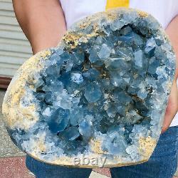 14140natural Raw Blue Celestite Crystal Quartz Cluster Geode Specimen Décor Maison