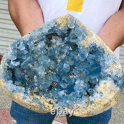 14140natural Raw Blue Celestite Crystal Quartz Cluster Geode Specimen Décor Maison