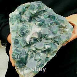 15.3 Lb Naturel Beau Vert Fluorite Quartz Cristal Cluster Minéral Specimen
