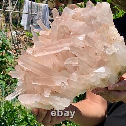 15,7 LB Grand cluster de cristal de l'Himalaya/spécimen terrestre de quartz blanc