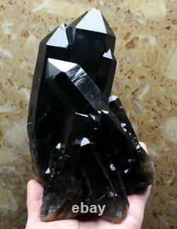 1580g Clear Natural Beautiful Black Quartz Crystal Cluster Specimen