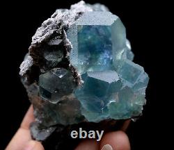 158g Naturel Bleu Vert Purpe Fluorite Quartz Cristal Cluster Mineral Specimen