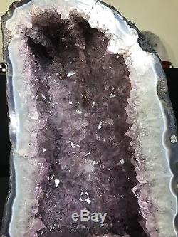 16 Amethyst Cathedrale Geode Cristal Quartz Specimen Cluster Naturel Br Avec Agate