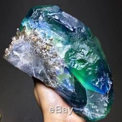 1610g De Spécimen De Grappe De Cristal De Quartz De Chrysanthème Fluorite Naturel Bleu Vert