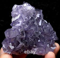 173g Natural Purple Cubic Fluorite Quartz Crystal Cluster Mineral Specimen (en)