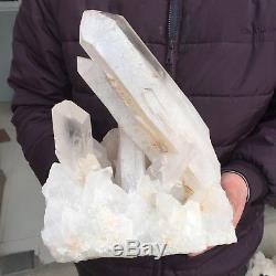 18 Lb 10,9 Dessus! Spécimen De Groupe De Quartz De Cristal De Roche Naturel Guérissant Eb24