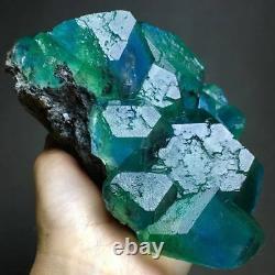 1870g Particules Rares Plus Grosses Grappe De Cristal Fluorite Bleue/verte Basée Sur La Matrice