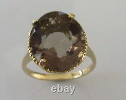 18ct Gold Ring Secondhand 18ct Gold Oval Smoky Quartz Faceted Ring Size M