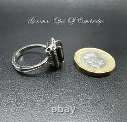18k Or 18ct White Gold Chrome Tourmaline Ring Size P 5.6g