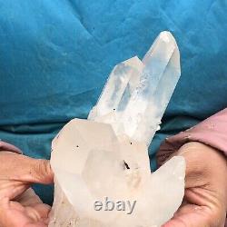 2.17lb Naturel Blanc Transparent Quartz Cristal Cluster De Guérison Des Spécimens