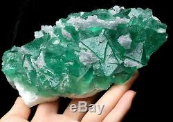 2.1lb Naturel Calcite Octahedral Vert Fluorite Cristal Cluster Minéral Spécimen