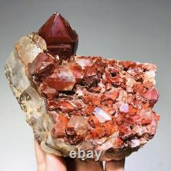 2.1lb Pyramide Naturelle Rouge Fantôme Quartz Cristal Cluster Vug Spécimens Minéraux Bruts