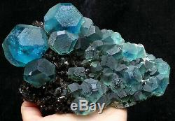 2,5 Lb De Spécimen Minéral En Grappes De Cristal De Quartz Bleu Et Vert Fluorite Naturel