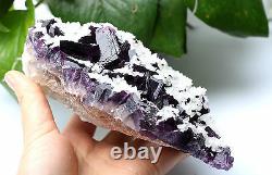 2.6lb Fluorite Naturel Violette Avec Cluster Minéral En Cristal De Calcite