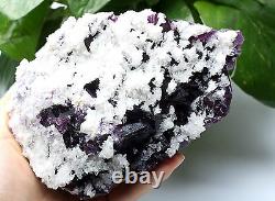 2.6lb Fluorite Naturel Violette Avec Cluster Minéral En Cristal De Calcite