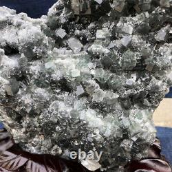 20.6lb Fluorite Vert Naturel Cluster Quartz Spécimen Cristal+stand Yz1175-ff-c