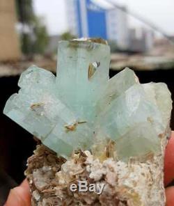216 Grams Incroyable Superbe Belle Aigue-marine Crystal Bunch Sur La Matrice @ Pak