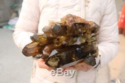 2220g Naturel Belle Citrine Smoke Quartz Crystal Cluster Spécimen Tibétain
