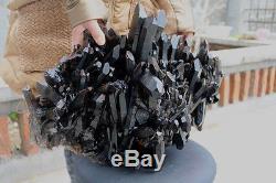 23000g Natural Beautiful Black Quartz Crystal Cluster Tibetan Specimen # 301